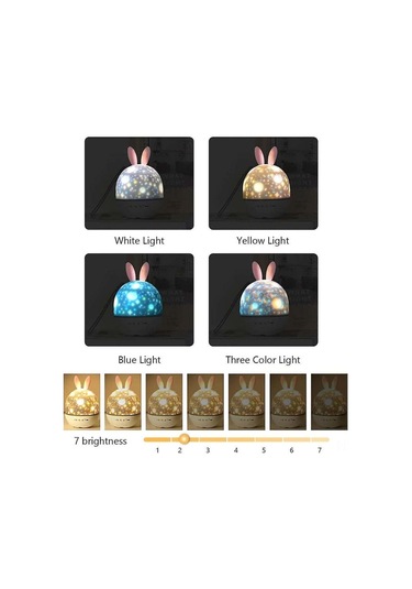 Yaozixa Çocuklar İçin Yıldız Gökyüzü Projektörü, 360 Döner Müzik + Zamanlayıcı + Uzaktan Kumanda, 6 Renk Led Gece Lambası