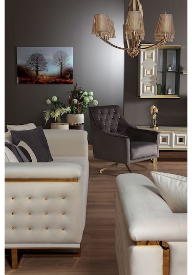 Modalife Vanesa Üçlü Kanepe Krem