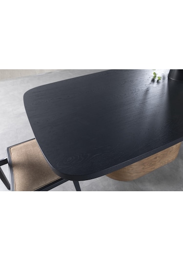 Barocco İtalyan Still Oval Ahşap Yemek Masası 100x190 Ceviz - Siyah