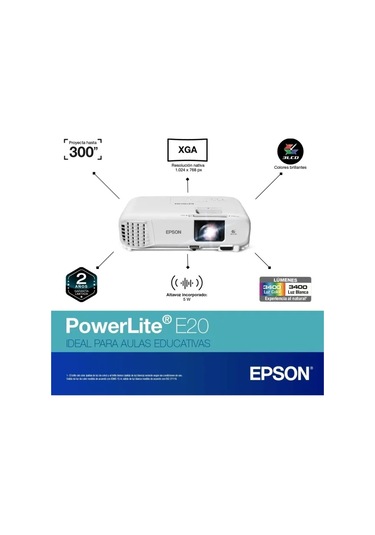 Epson, Epsv11h981020, Powerlite E20 3lcd Sınıf Projektörü White