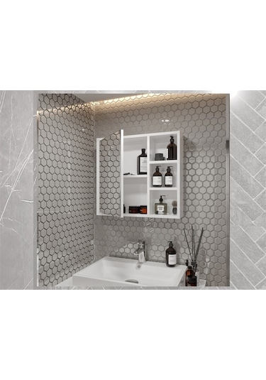 Banyo Tuvalet Aynalı Dolap 65' Çok Renkli