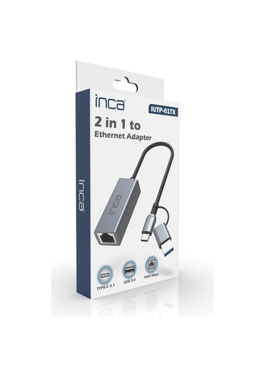 Inca Iutp-01tx Ethernet Adaptörü Usb Ve Type-cye Bağlantı Usb 3.0 Ve Type-c 3.1 Alüminyum 1000mbps
