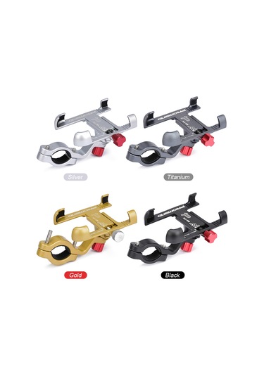 Gajeena Alüminyum Bisiklet Telefon Tutucu - 25-31.8mm Sarıçevre Uyumlu, 55-95mm Genişlik Ayarı, 360 Döner, Siyah Siyah