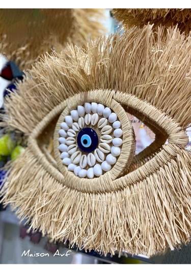 Göz Rafya Deniz Kabuğu Ve Cam Nazar Boncuklu Model Kapladığı Alan 40 Cm M086