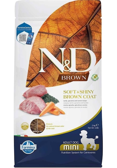 N&D Brown Kuzu Patates Havuç ve Spirulinalı Küçük Irk Yetişkin Köpek Maması 2 KG