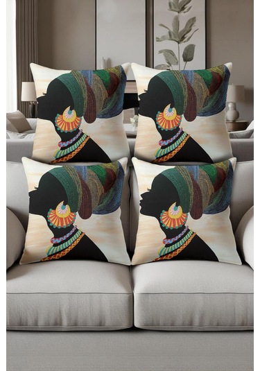 Dijital Baskılı Yumuşak Dokulu 4 Lü Kırlent Kılıfı Takımı 43x43 Cm Krl0025 Renkli