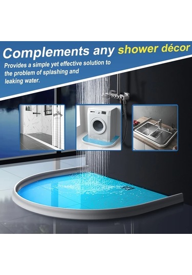 Dashanshop 100cm Siyah Silikon Banyo Su Sıçrama Bariyeri Su Geçirmez Dayanıklı Siyah