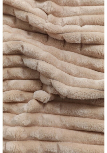 Modern Line 3 Parça Battaniye Seti - Bej