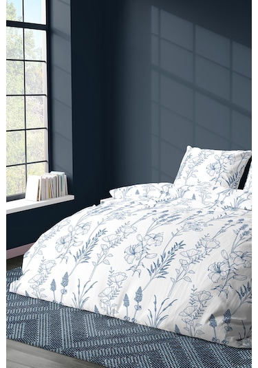 Zeynep Tekstil Pamuklu Çarşafsız Nevresim + Yastık Kılıfı Çift Kişilik Nevresim Seti Perry 200 x 220 Mavi