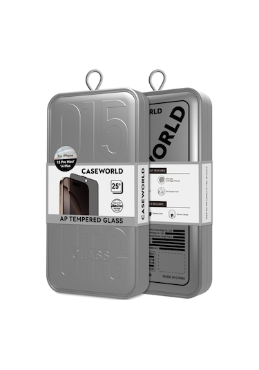 İphone 14 Pro Uyumlu Caseworld 0.25mm Privacy 3d Temperli Cam Ekran Koruyucu Uygulama Aparatlı Siyah