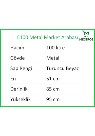 E100 Metal Market Alışveriş Arabası 100 Litre