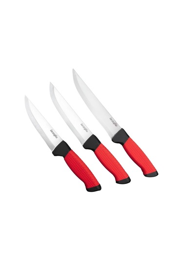 Mutfak Bıçağı - Lazoğlu - 3'lü Set - El Yapımı - Kesme - Doğrama - Silikon Saplı