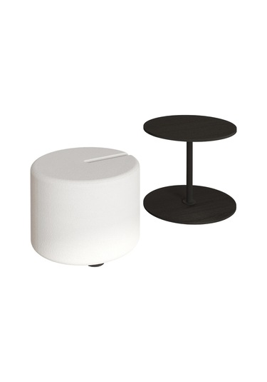 Vexana Puflu Yan Sehpa Saklanabilir Puflu Servis Sehpası Ahşap Siyah