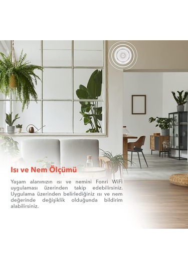 Fonri Akıllı İç Ortam Siren / Isı Nem Ölçer, Wifi, Google Asistan Ve Tuya, Uzaktan Kontrol Wf3-al1-0401-01