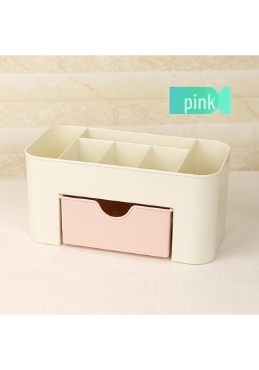 Kozmetik Ve Mücevher İçin Büyük Plastik Masaüstü Çekmece Düzenleyici Pembe