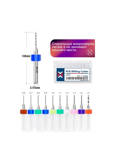 Xcan Basılı Devre Kartları İçin Mini Matkap Uçları Seti 0,6-1,5 Mm, 10 Adet. 286354178