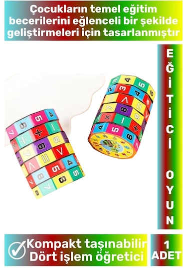 Okul Öncesi Kompakt İnteraktif Matematik Toplama Çıkarma Çarpma Bölme Dört İşlem Eğitici Oyun Küpü
