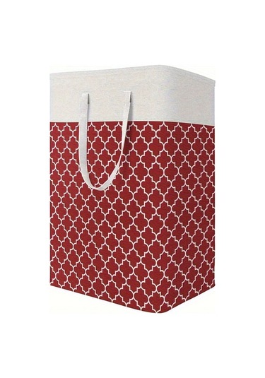 Elmpaly Kırmızı Nilon Katlanır Çamaşır Sepeti - Su Geçirmez Metal Çerçeveli Taşınabilir