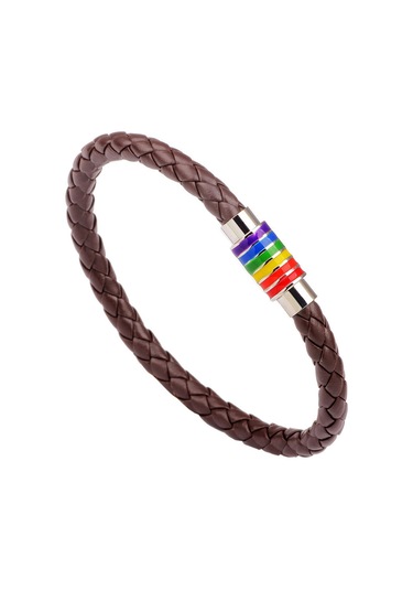 Padalink Lgbt Onur Deri Bilezik, Renkli Gökkuşağı Desenli, Dayanıklı Örgü, Magnetik Bakır Kapan, Sevgi Söyleyişi Hediyesi Bronz