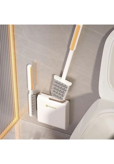 Didadodo Bpratik Vantuzlu Silikon Tuvalet Fırçası/b Ve Temizlik Sıvısı İle Hijyenik Banyo Seti Beyaz Beyaz