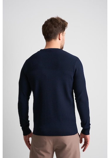 Alexandergardı Dokulu Desenli Erkek Triko Kazak Lacivert