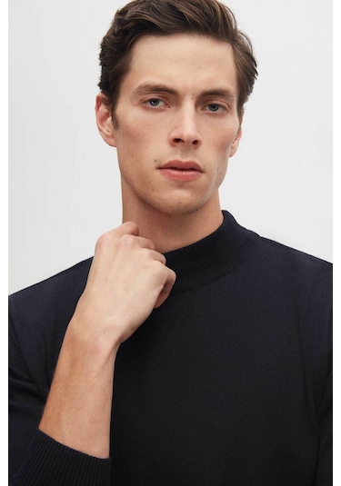 D's Damat Regular Fit Lacivert Pamuk Karışımlı Yarım Balıkçı Triko Kazak Lacivert