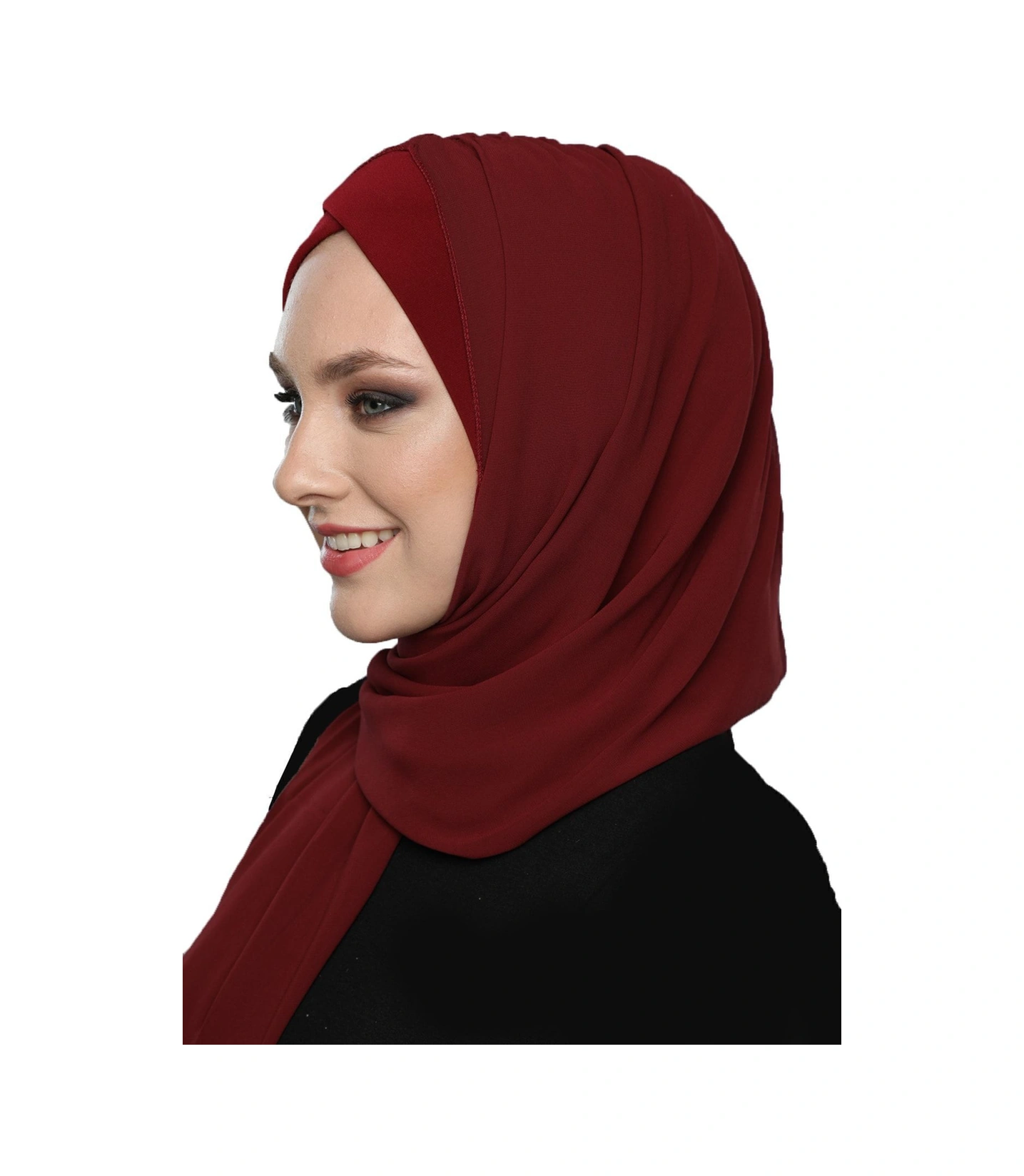 Şallı Takmatik Sade Bordo Hazır Türban Tesettür Bone Namaz Örtüsü Bordo