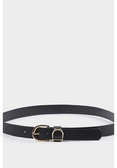 Defacto Kadın Oval Toka Suni Deri Jean Kemeri F3271axnsbk27 Siyah