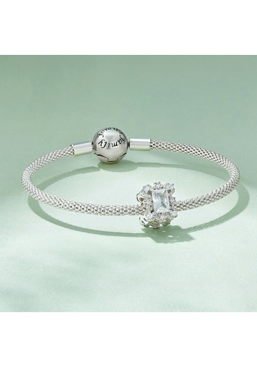 Bsc739 S925 Ayar Gümüş Kaplama Beyaz Altın Zirkonya Çiçek Bilezik Boncuk Çok Renkli