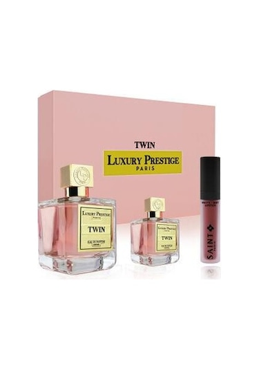 Luxury Prestige Twin Kadın Parfüm EDP 100 ML + Twin Kadın Parfüm EDP 30 ML + Saint Matte Lip Stick