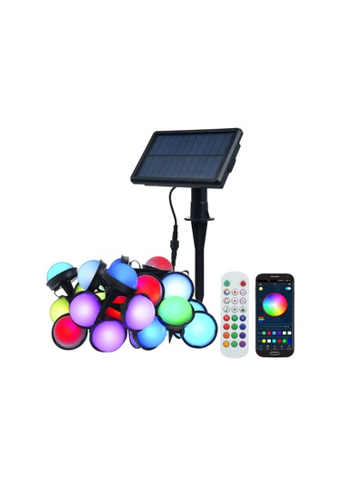 Geeksen 25'li Paket Güneş Enerjili Su Geçirmez Rgbw Bahçe Aydınlatma Uygulama Kontrollü Renk Değiştiren Led Dekor Çok Renkli