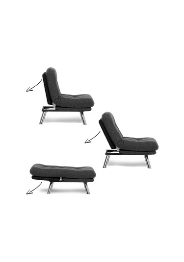 Pafu Hippo Tekli Yataklı Koltuk Keten - Koyu Gri Koyu Gri