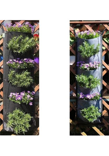 Suofeng Siyah Dikey Bahçe Çantası - 6 Cepli Asma Bitki Yetiştirme Torbası, İç/dış Mekan Kullanımı İçin İdeal