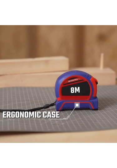 Workpro Wp261044 8mx25mm Naylon Kaplama Sarı Çift Taraflı Manyetik Çelik Şerit Metre