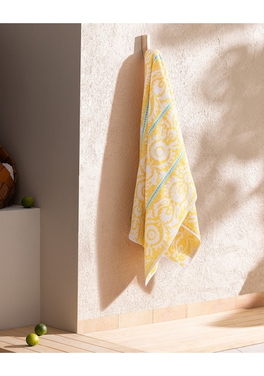 Madame Coco Herbert %100 Pamuk Plaj Havlusu - Turkuaz - 70x150 Cm Hvlu0000000226 Sarı