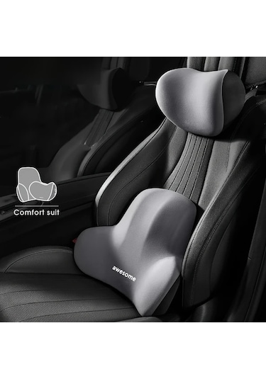 Fochsia Hafızalı Ofis Kolçak Yastığı - Duruş Düzeltici Gri Bel Desteği Yıkanabilir Gri Bel Desteği