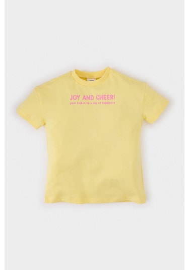 Defacto Kız Bebek Bisiklet Yaka Baskılı Kısa Kollu Tişört E0698a525smyl118 Sarı Defacto Kız Bebek Bisiklet Yaka Baskılı Kısa Kollu Tişört E0698a525smyl118 Sarı