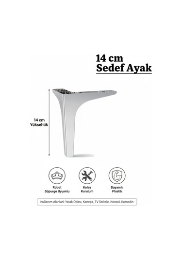 Sedef 14 Cm Krom Mobilya Kanepe Sehpa Tv Ünitesi Koltuk Ve Konsol Ayağı Krom