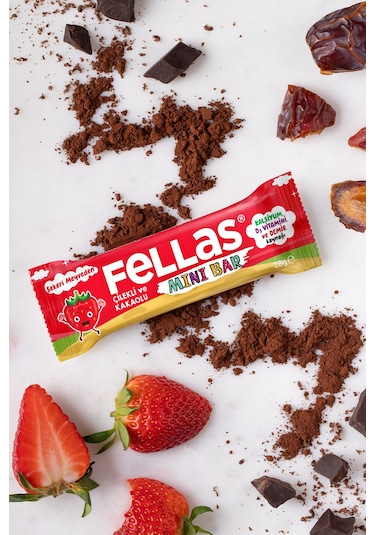 Fellas Çilek ve Kakaolu Mini Kids Meyve Bar 12 x 28 G