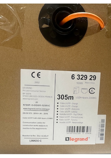 Legrand 632929 Cat-6 U/utp Lszh Hf 23 Awg 305 M. Turuncu