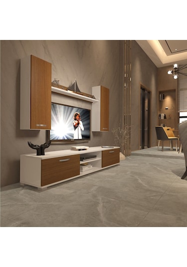Decoraktiv Eko 7 Mdf Dvd Tv Ünitesi Tv Sehpası Beyaz - Ceviz