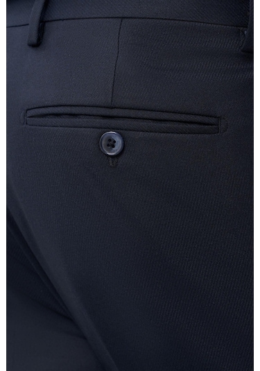 Koyu Lacivert Düz Gabardin Esnek Yan Cep Slim Fit Classic Pantolon 1003245209 200 Koyu Lacivert