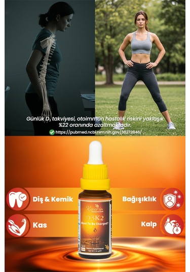 Kiperin D3K2 Vitamin D3 1000 25 Mcg Takviye Edici Gıda 20 ML