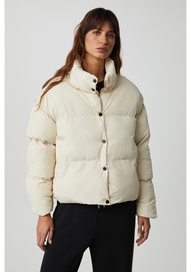 KEIRAN Kadın Dik Yaka Astarlı Beyaz Mont