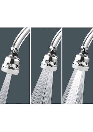 Filtreli Krom 3 Fonksiyonlu Oynar Musluk Başlığı - 360 Derece Dönebilen Krom