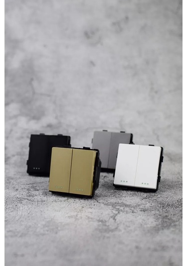 Vo'stabl Beyaz Mekanizmalı Çift Anahtarlı Şalter 185693486