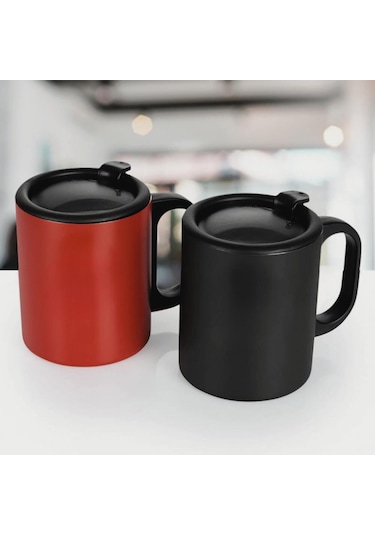 Paslanmaz Çelik Mug, Paslanmaz Çelik Termos Bardak-300 Ml Kırmızı