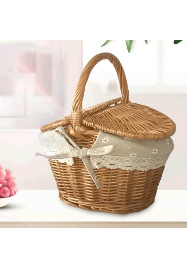 Homyl Açık Kamp Için Yıkanabilir Astarlı El Dokuması Hasır Kahverengi