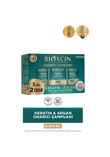 Bioxcin Keratin & Argan Onarıcı Bakım Şampuanı 300 ml 3 Al 2 Öde - Yıpranmış Ve Hassas Saçlar