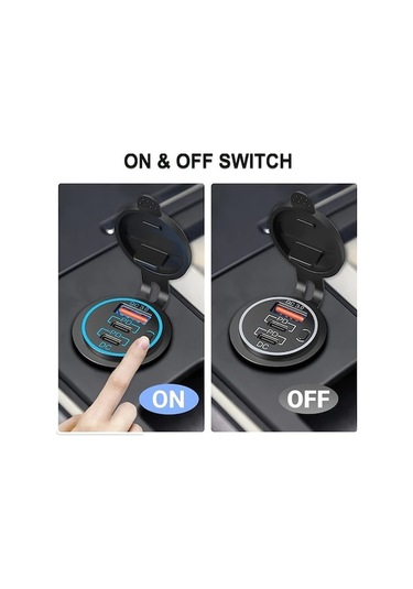 Trendooze Gaojunshop01 Yeşil 3 Portlu Hızlı Araç Şarj Cih. 30w Pd3.0 Qc3.0 Düğmeli Anahtar